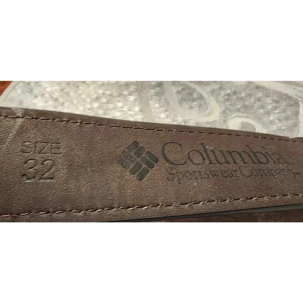Columbia Sportswear Co Brown Belt Size 32 Antiqued Silver Buckle Casual Men's